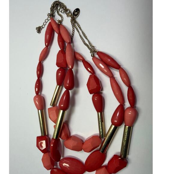 3 fire red orange pink statement bib flower floral bling enamel necklaces bundle - Picture 5 of 11